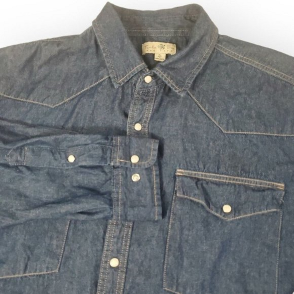 Turtle Bay New York Mens XL, X-Large‎ Blue Jean Denim Pearl Snap LS Shirt